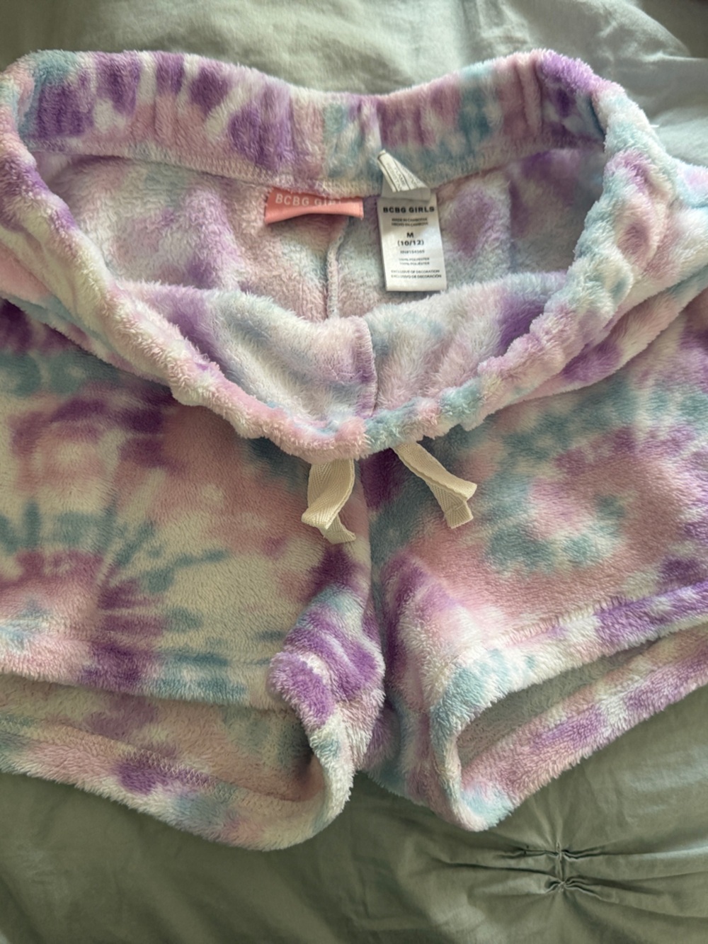 BCBGirls Plush Tie-Dye Shorts - Lavender, Light Blue, Pink